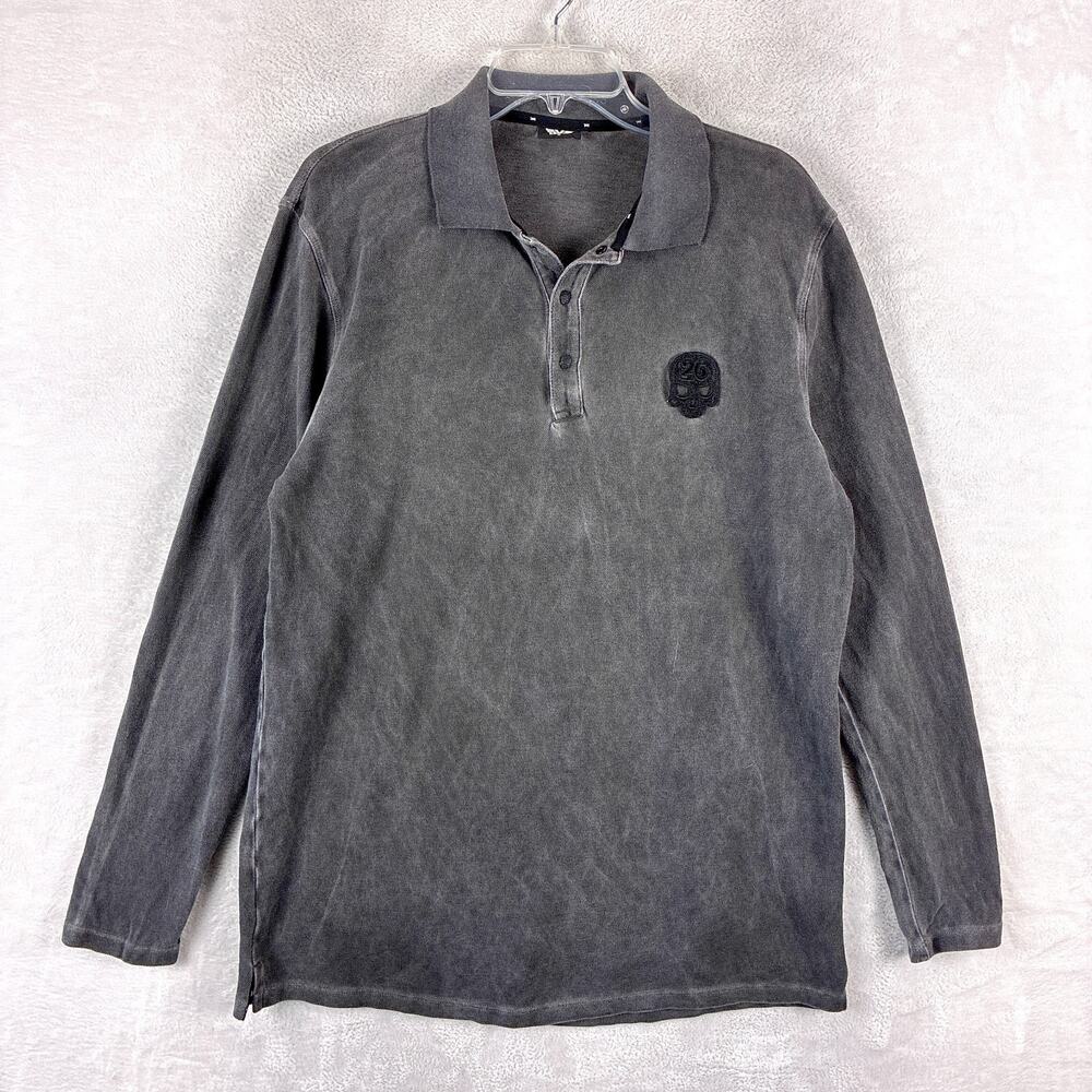 PXG Parsons Xtreme Golf Polo Shirt Men M Gray Darkness Embroidered Skull Preppy